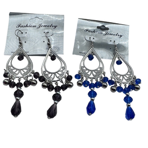 Sparkling chandelier silvertone boho earrings